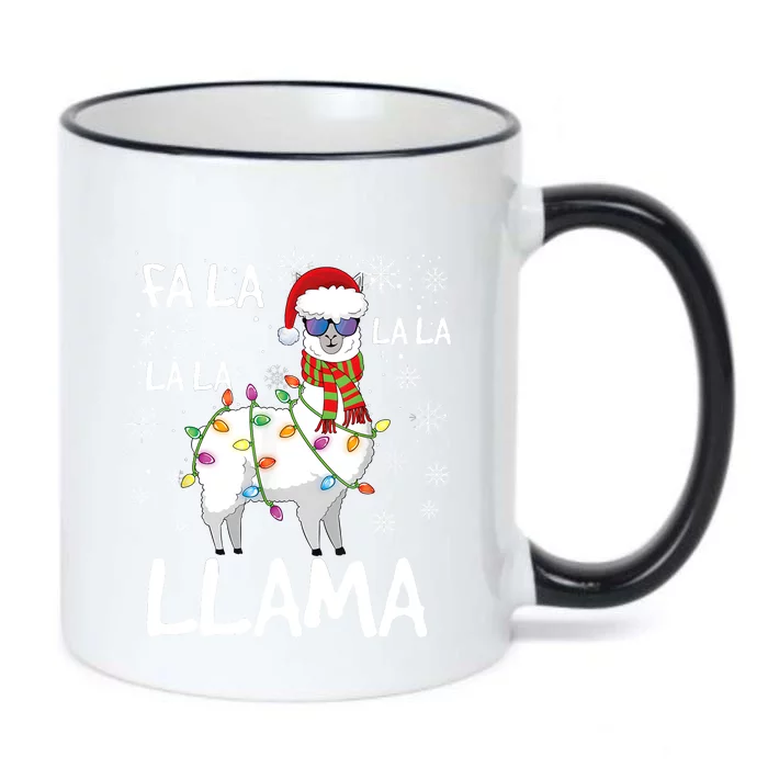 Fa La La Llama Funny Llama Christmas Black Color Changing Mug