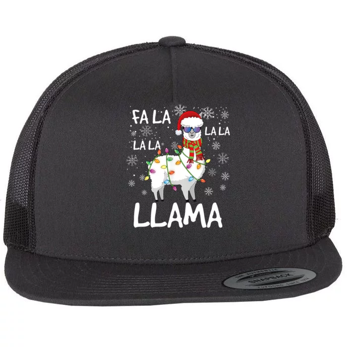 Fa La La Llama Funny Llama Christmas Flat Bill Trucker Hat