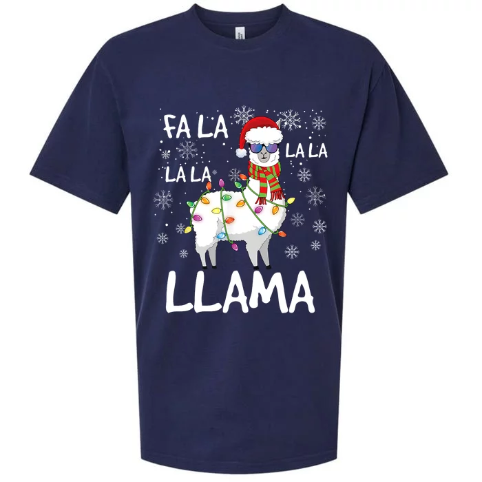 Fa La La Llama Funny Llama Christmas Sueded Cloud Jersey T-Shirt