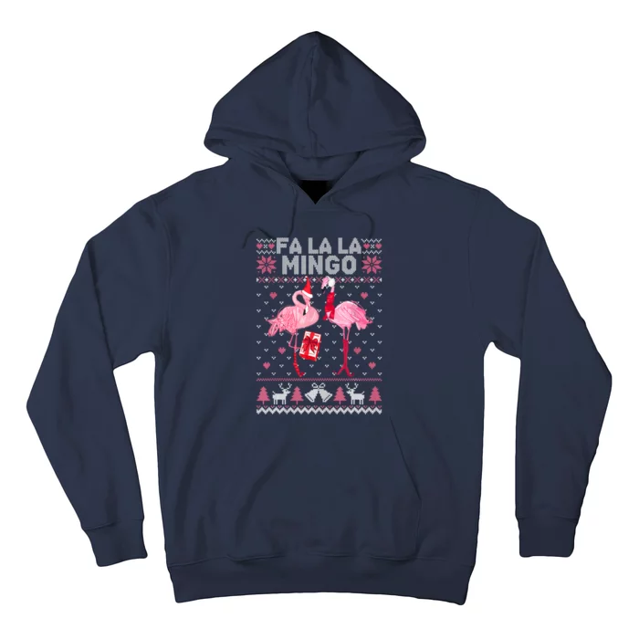 Fa La La La Mingo Flamingo Santa Pink Ugly Christmas Sweater Hoodie