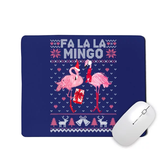 Fa La La La Mingo Flamingo Santa Pink Ugly Christmas Sweater Mousepad