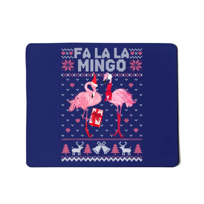 Fa La La La Mingo Flamingo Santa Pink Ugly Christmas Sweater Mousepad