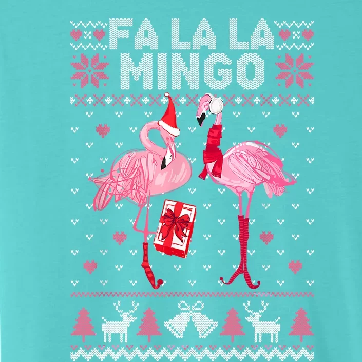 Fa La La La Mingo Flamingo Santa Pink Ugly Christmas Sweater ChromaSoft Performance T-Shirt