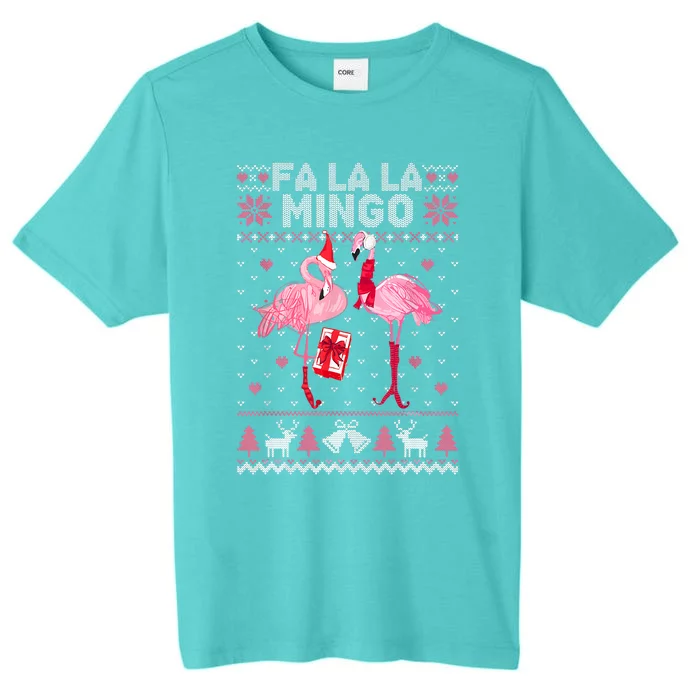 Fa La La La Mingo Flamingo Santa Pink Ugly Christmas Sweater ChromaSoft Performance T-Shirt