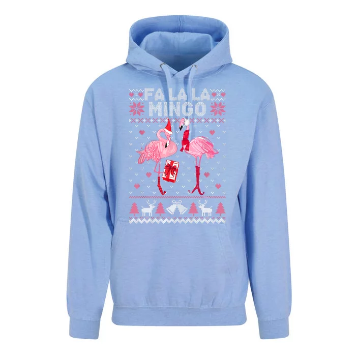 Fa La La La Mingo Flamingo Santa Pink Ugly Christmas Sweater Unisex Surf Hoodie