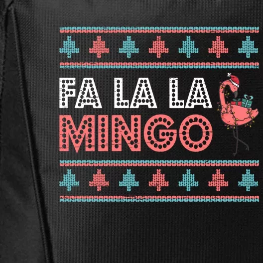 Fa La La Mingo Flamingo SantaS Hat Christmas Xmas Ugly Gift City Backpack