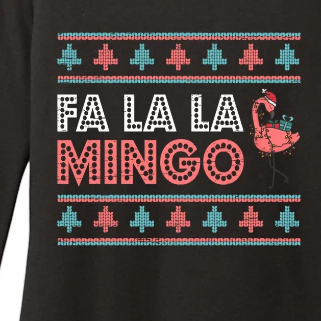 Fa La La Mingo Flamingo SantaS Hat Christmas Xmas Ugly Gift Womens CVC Long Sleeve Shirt