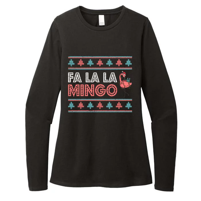 Fa La La Mingo Flamingo SantaS Hat Christmas Xmas Ugly Gift Womens CVC Long Sleeve Shirt