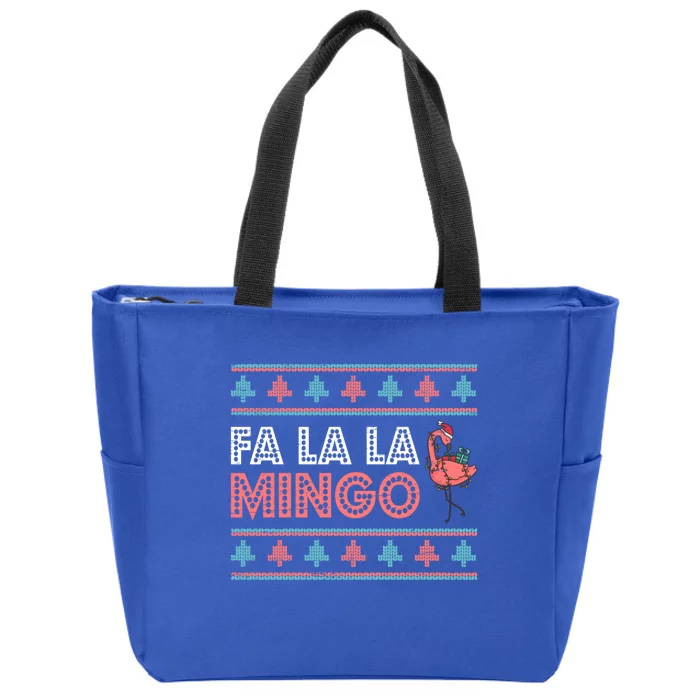 Fa La La Mingo Flamingo SantaS Hat Christmas Xmas Ugly Gift Zip Tote Bag