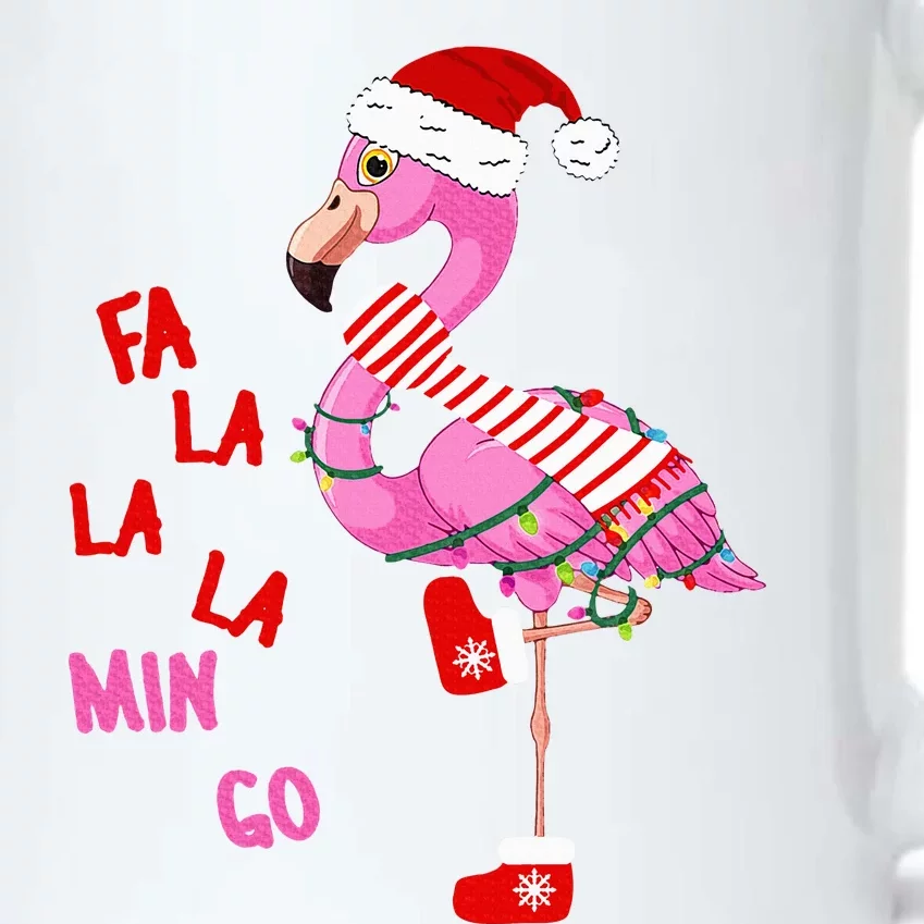 Fa La La Mingo Flamingo Christmas Tree Lights Tropical Xmas Black Color Changing Mug