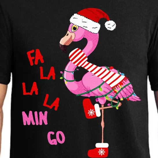 Fa La La Mingo Flamingo Christmas Tree Lights Tropical Xmas Pajama Set