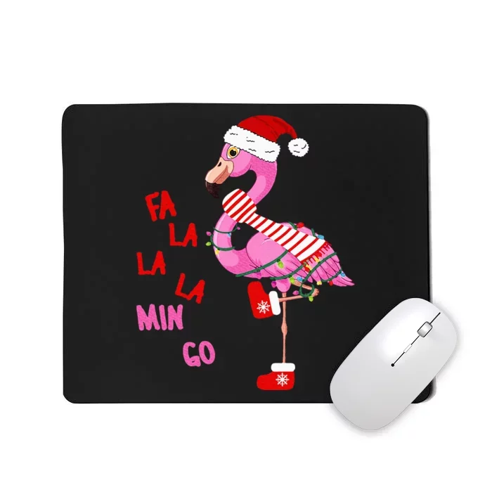 Fa La La Mingo Flamingo Christmas Tree Lights Tropical Xmas Mousepad