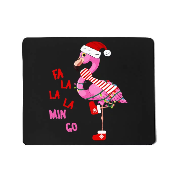 Fa La La Mingo Flamingo Christmas Tree Lights Tropical Xmas Mousepad