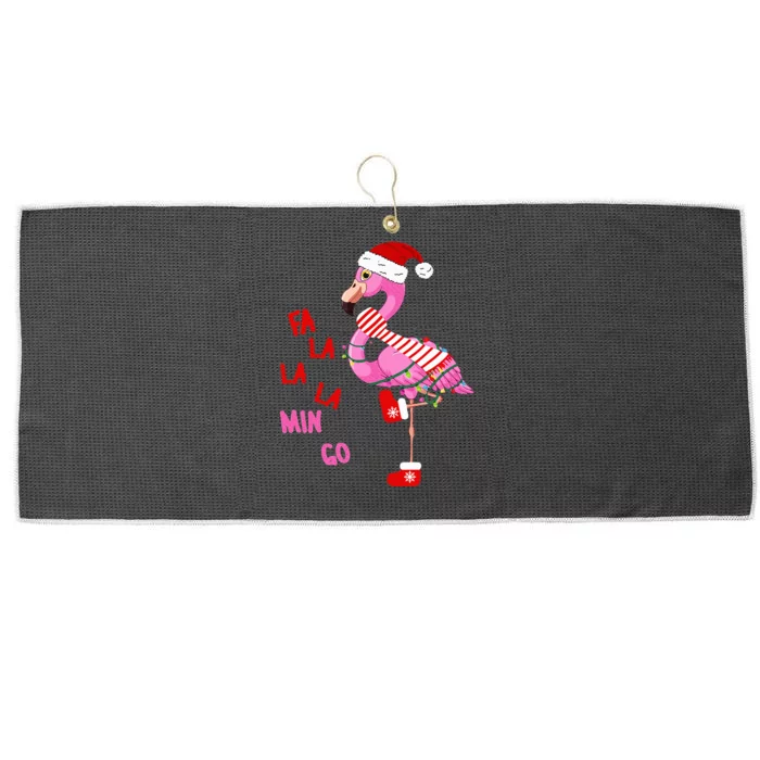 Fa La La Mingo Flamingo Christmas Tree Lights Tropical Xmas Large Microfiber Waffle Golf Towel