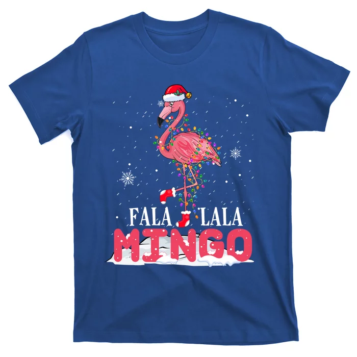 Fa La La Mingo Pink Flamingo Santa Christmas Tree Lights Cool Gift T-Shirt