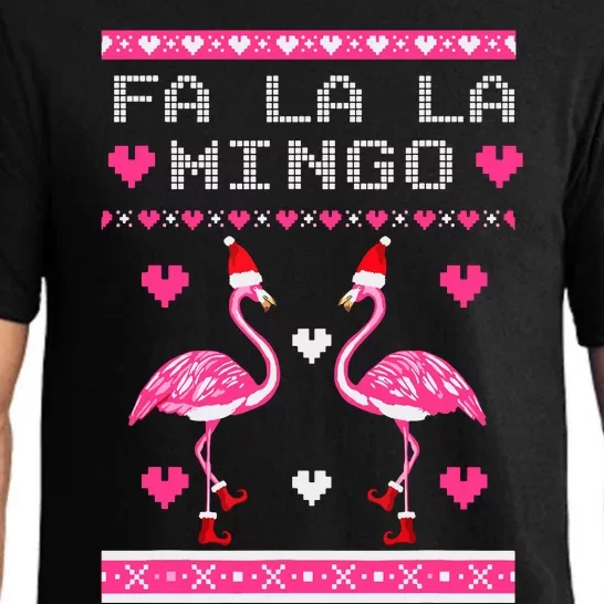 Fa La La La Mingo Flamingo Santa Pink Ugly Christmas Pajama Set