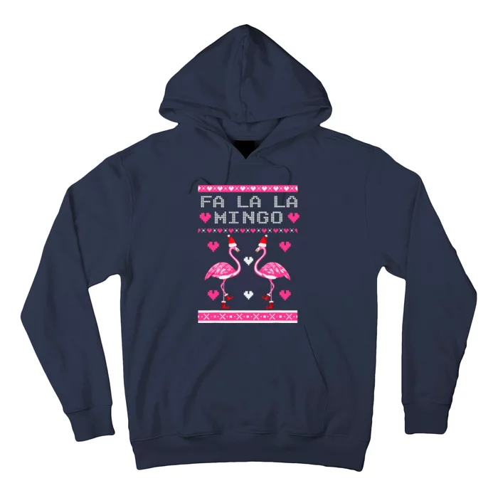 Fa La La La Mingo Flamingo Santa Pink Ugly Christmas Hoodie