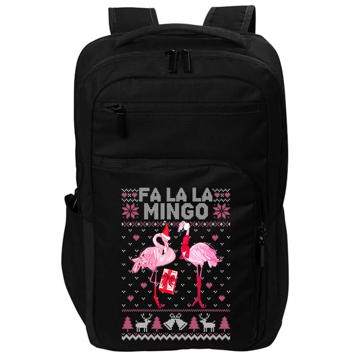 Fa La La Mingo Pink Flamingo Christmas Tree Lights Impact Tech Backpack