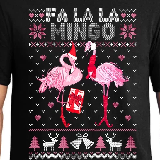 Fa La La Mingo Pink Flamingo Christmas Tree Lights Pajama Set