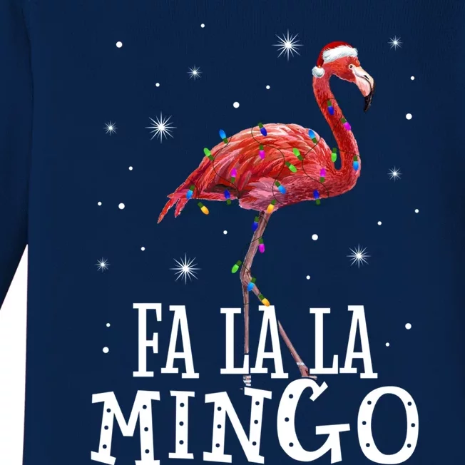 Fa La La Mingo Flamingo Christmas Tree Lights Tropical Xmas Meaningful Gift Baby Long Sleeve Bodysuit