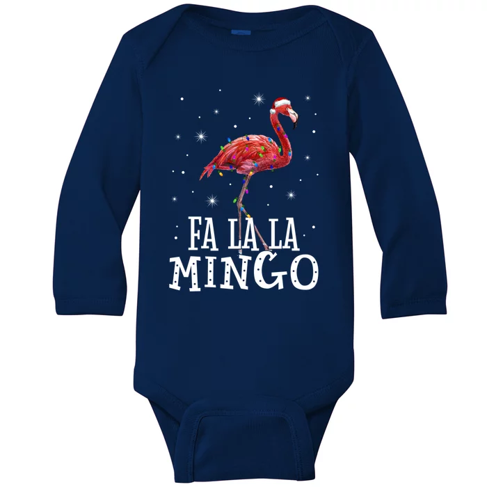 Fa La La Mingo Flamingo Christmas Tree Lights Tropical Xmas Meaningful Gift Baby Long Sleeve Bodysuit