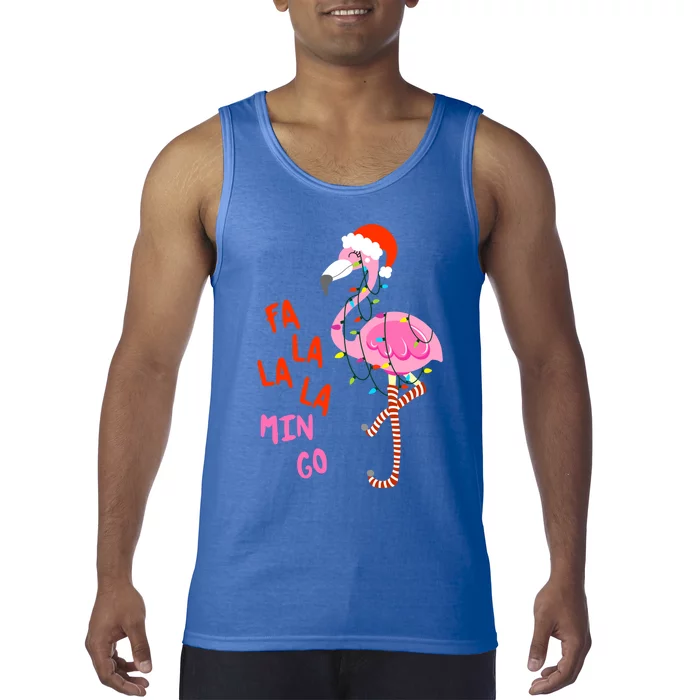 Fa La La Mingo Flamingo Christmas Tree Lights Tropical Xmas Cool Gift Tank Top