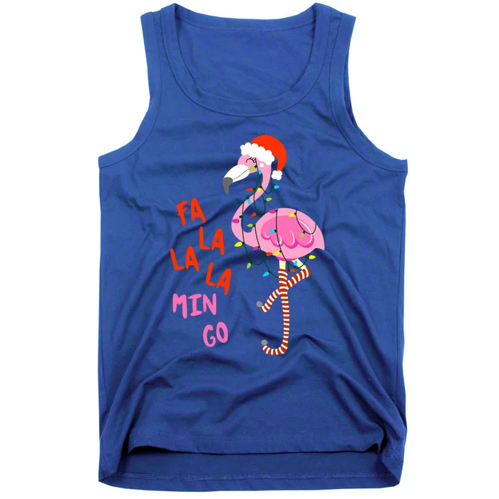 Fa La La Mingo Flamingo Christmas Tree Lights Tropical Xmas Cool Gift Tank Top