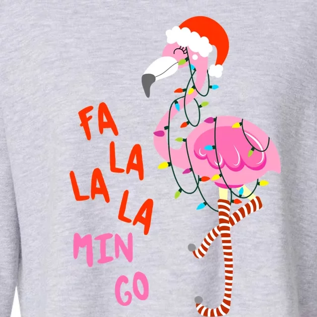 Fa La La Mingo Flamingo Christmas Tree Lights Tropical Xmas Cool Gift Cropped Pullover Crew