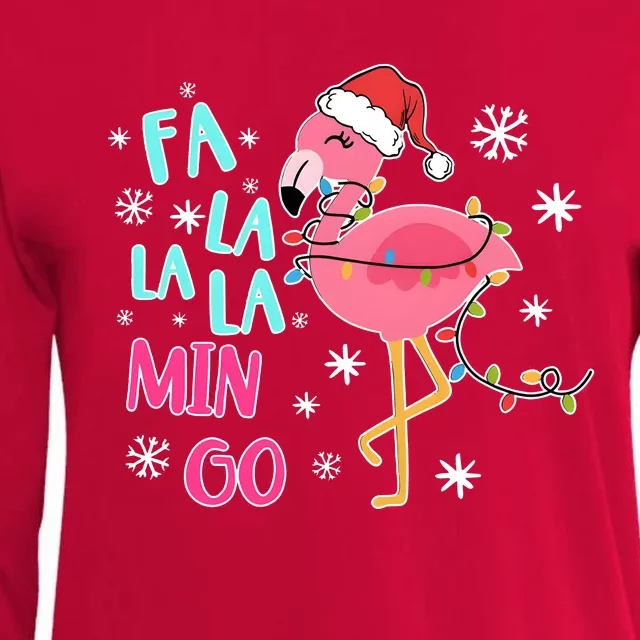 Fa La La La Mingo Funny Holiday Season Christmas Flamigo Womens Cotton Relaxed Long Sleeve T-Shirt