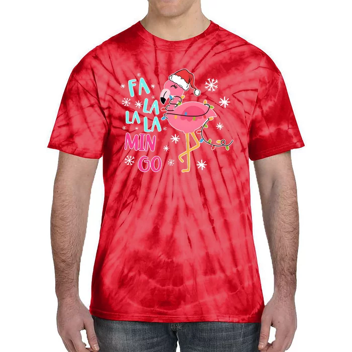 Fa La La La Mingo Funny Holiday Season Christmas Flamigo Tie-Dye T-Shirt