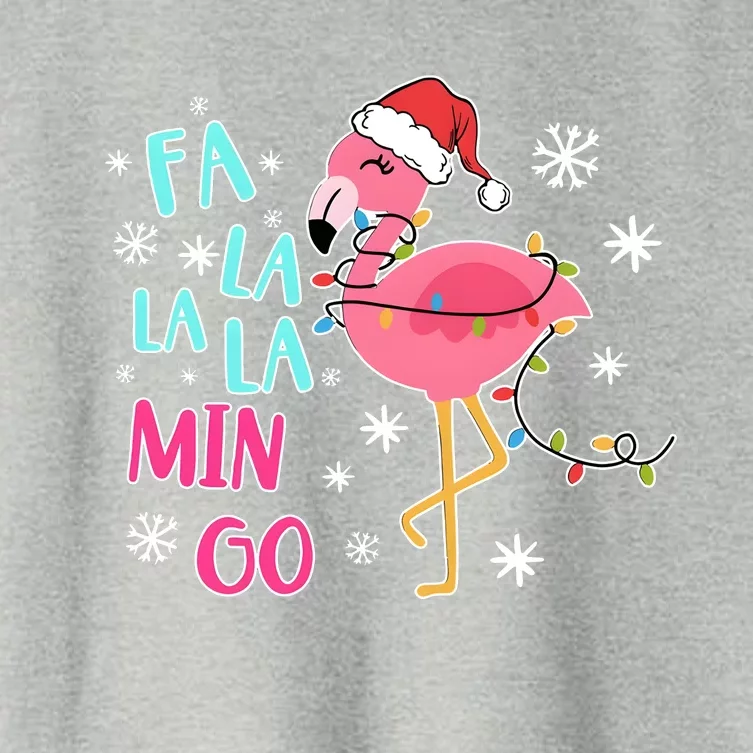 Fa La La La Mingo Funny Holiday Season Christmas Flamigo Women's Crop Top Tee