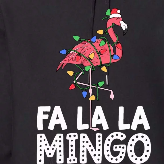 Fa La La Mingo Flamingo Christmas Tree Lights Tropical Xmas Premium Hoodie