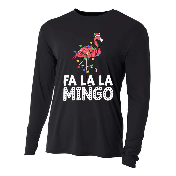 Fa La La Mingo Flamingo Christmas Tree Lights Tropical Xmas Cooling Performance Long Sleeve Crew