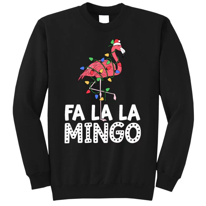 Fa La La Mingo Flamingo Christmas Tree Lights Tropical Xmas Tall Sweatshirt