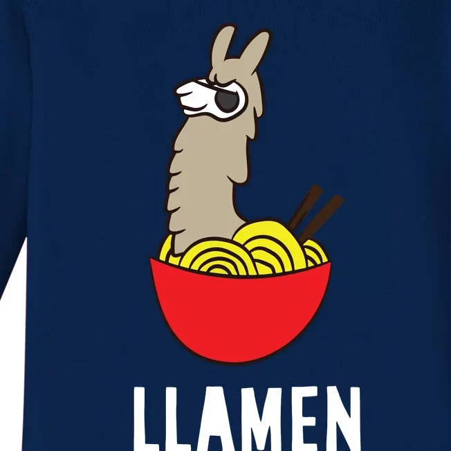 Funny LLama LLamen Noodles Chinese Food Llama Baby Long Sleeve Bodysuit