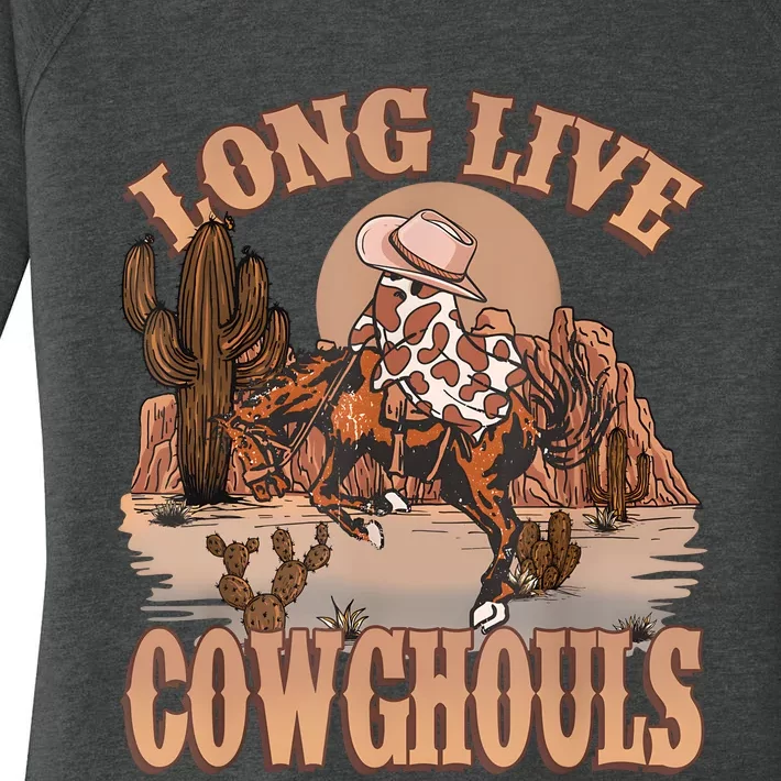 Funny Long Live Cowghouls Cowboy Cowgirl For Halloween Women's Perfect Tri Tunic Long Sleeve Shirt