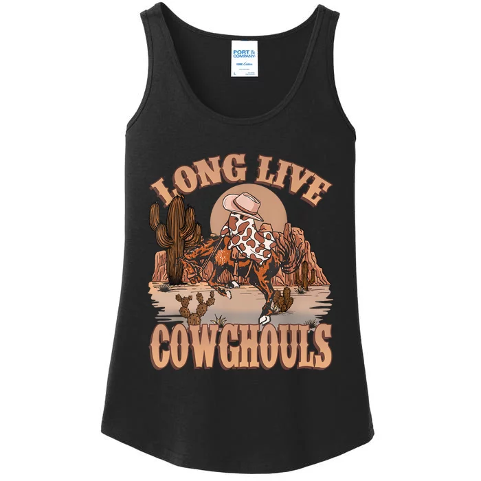 Funny Long Live Cowghouls Cowboy Cowgirl For Halloween Ladies Essential Tank