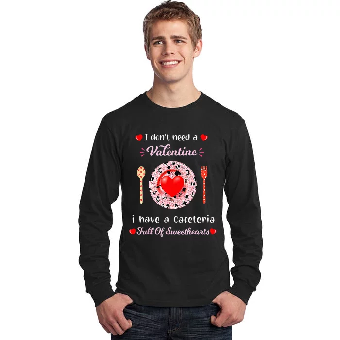 Funny Lunch Lady Valentines Day For Lunch Lady Cafeteria Tall Long Sleeve T-Shirt