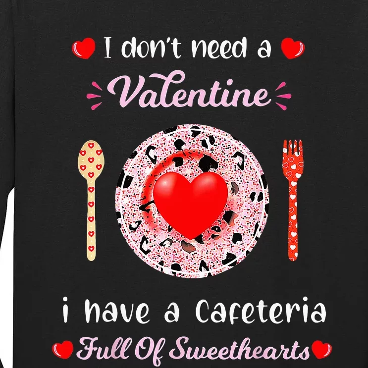 Funny Lunch Lady Valentines Day For Lunch Lady Cafeteria Tall Long Sleeve T-Shirt