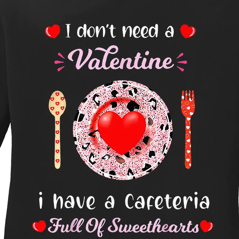 Funny Lunch Lady Valentines Day For Lunch Lady Cafeteria Ladies Long Sleeve Shirt