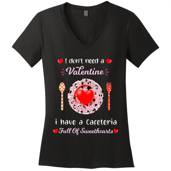 Funny Lunch Lady Valentines Day For Lunch Lady Cafeteria Women's V-Neck T-Shirt