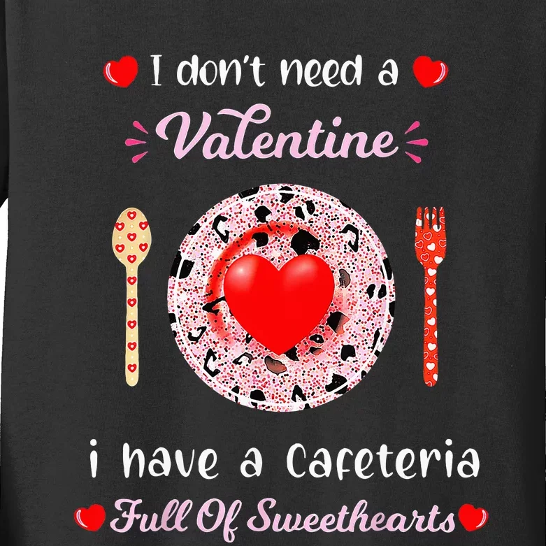 Funny Lunch Lady Valentines Day For Lunch Lady Cafeteria Kids Long Sleeve Shirt