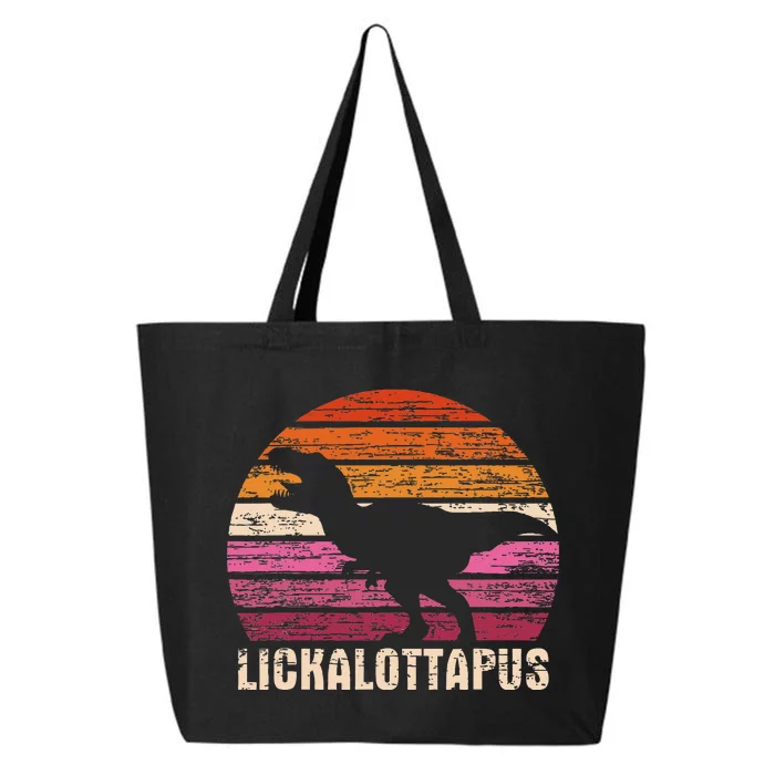 Funny Lesbian Lickalottapus Dinosaurs LGBTQ Pride Flag Retro 25L Jumbo Tote