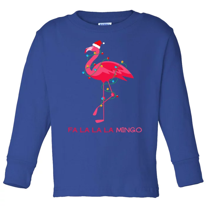 Fa La La Mingo Flamingo Christmas Tree Lights Tropical Xmas Gift Toddler Long Sleeve Shirt