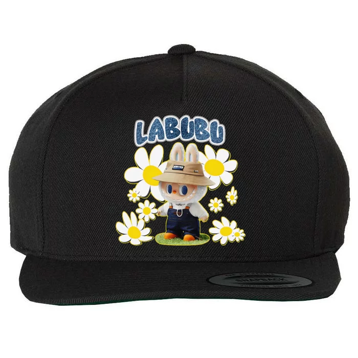 Funny Labubu Lover Cute Labubu Flowers Gift Wool Snapback Cap