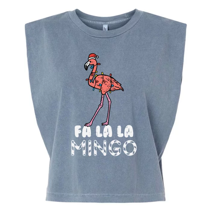 Fa La La Mingo Flamingo Funny Xmas Christmas Gift Garment-Dyed Women's Muscle Tee