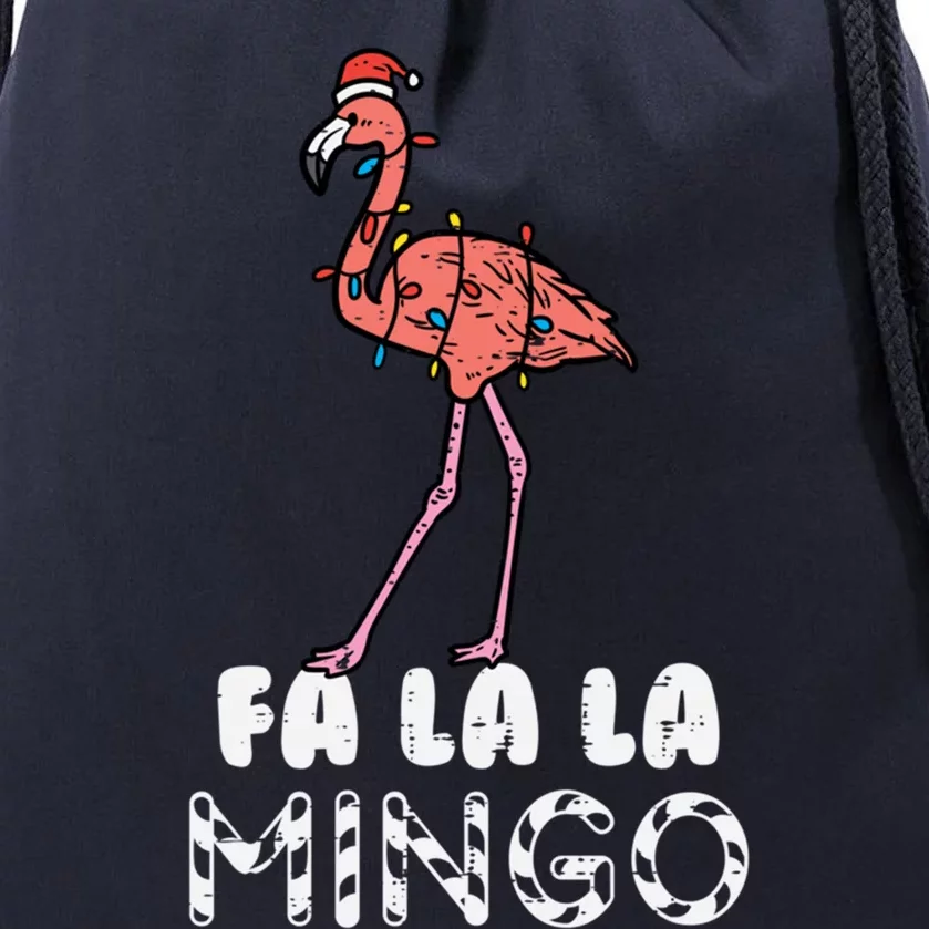 Fa La La Mingo Flamingo Funny Xmas Christmas Gift Drawstring Bag