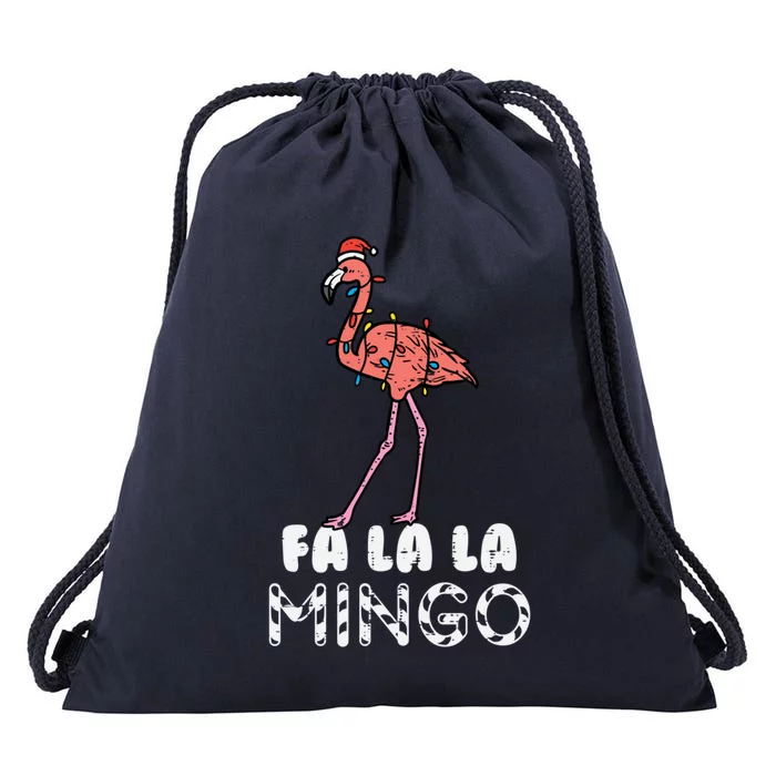 Fa La La Mingo Flamingo Funny Xmas Christmas Gift Drawstring Bag