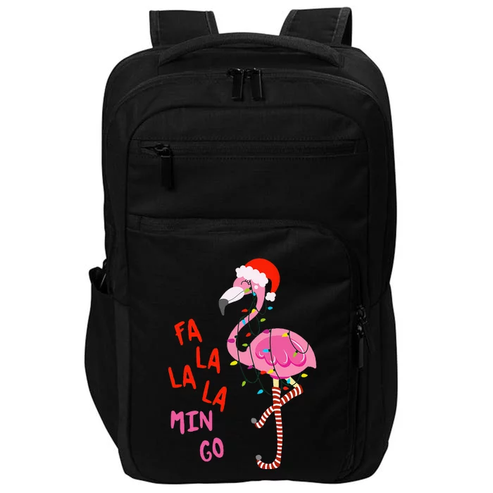 Fa La La Mingo Flamingo Christmas Tropical Xmas Tree Lights Impact Tech Backpack