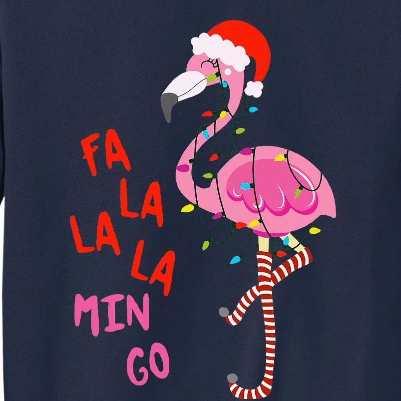 Fa La La Mingo Flamingo Christmas Tropical Xmas Tree Lights Tall Sweatshirt